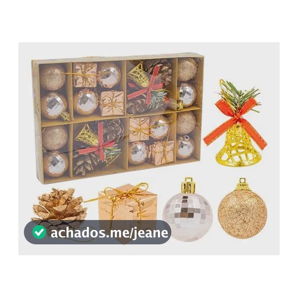 Kit Enfeites De Natal Com 24 Peças Bolas, Presente, Sino Variados