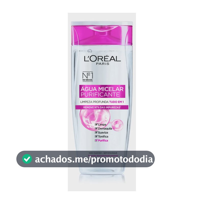 Água Micelar Solução de Limpeza 5 em 1 Limpa, Demaquila, Purifica, Suaviza e Reequilibra, Cuidado Diário para Todos os Tipos de Peles L'Oréal Paris 200ml
