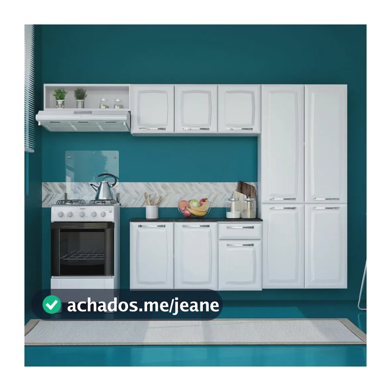 Cozinha Compacta Em Aço 4 Peças 10 Portas 1 Gaveta Amanda Branco
