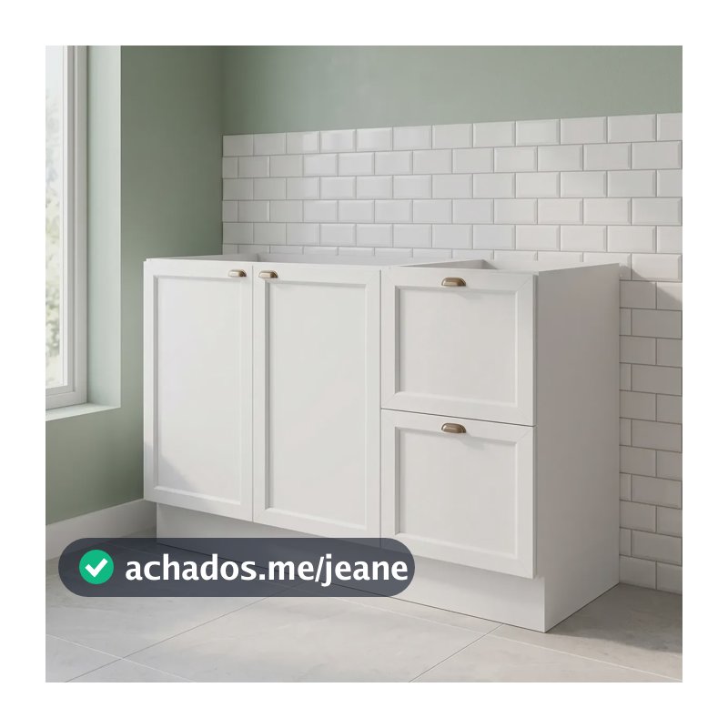 Balcão De Cozinha 120cm 2 Portas 2 Gavetas Sem Tampo Ee Branco