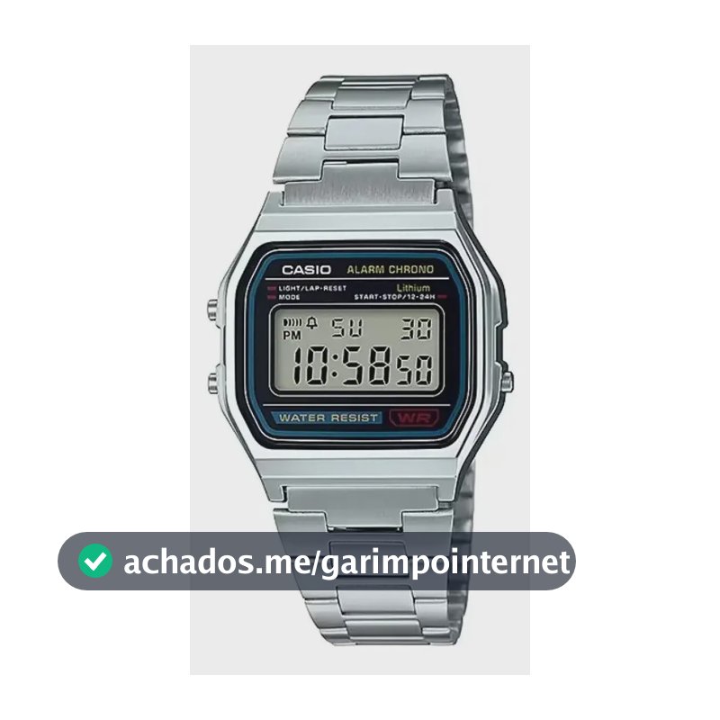 Relógio Casio Digital A158wa Vintage Masculino Unissex 30m Prata