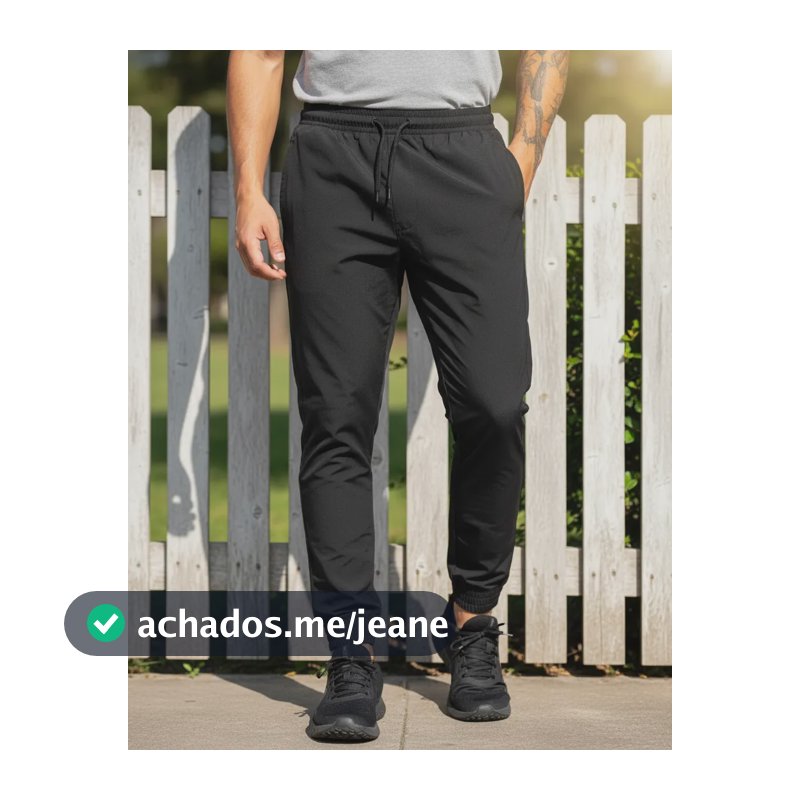 Calça Tactel Jogger Premium Fitness Academia 2 Bolsos 016 Preto Liso M(38/40)