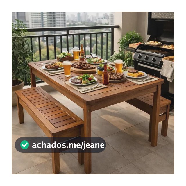 Conjunto Mesa E Bancos Churrasco Madeira Maciça Ember Madeira