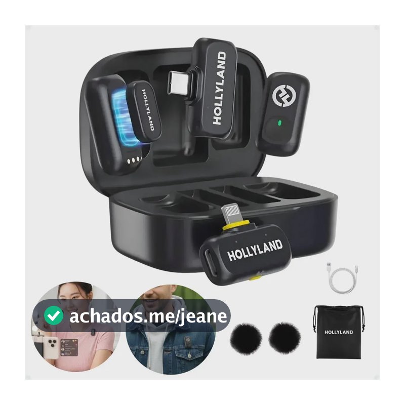 Microfone sem fio Hollyland Lark A1 Combo cor preto
