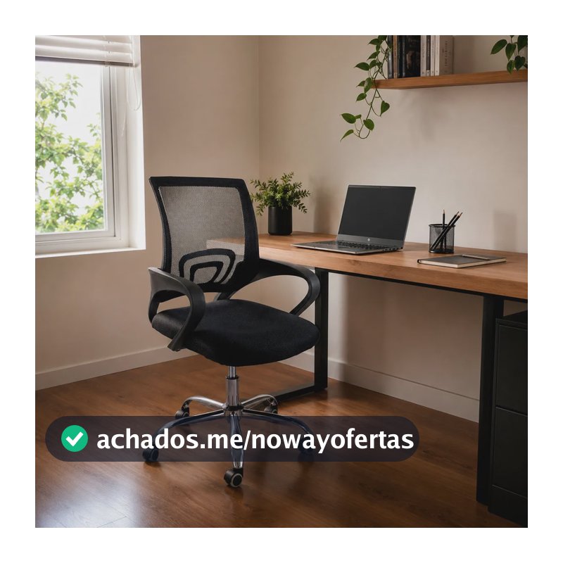 Cadeira Escritório Ergonômica Giratória Oficial Begonia Mesh Preto Espuma