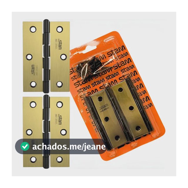 Kit 3 Dobradiças Parafusos 90 Stam Original Porta Madeira