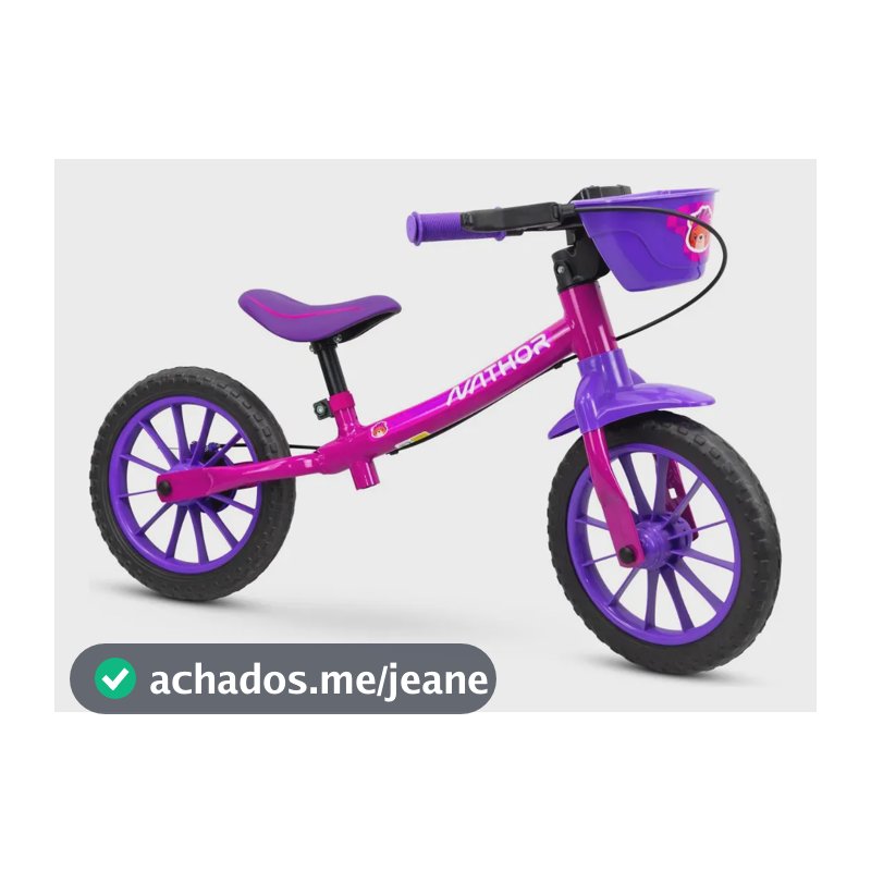 Bicicleta Equilibrio Infantil Nathor Aro 12 Rosa Com Cesto e Freio