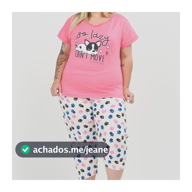 Pijama Pescador Plus Size De Algodão So Lazy Rosê Estampado