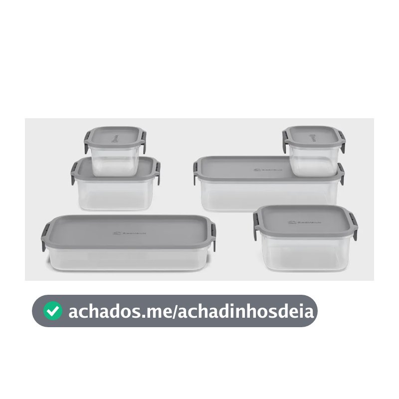 Electrolux Kit 6 Potes Herméticos De Plástico Cinza, 12,4l, Safelock, Empilhável e Modular