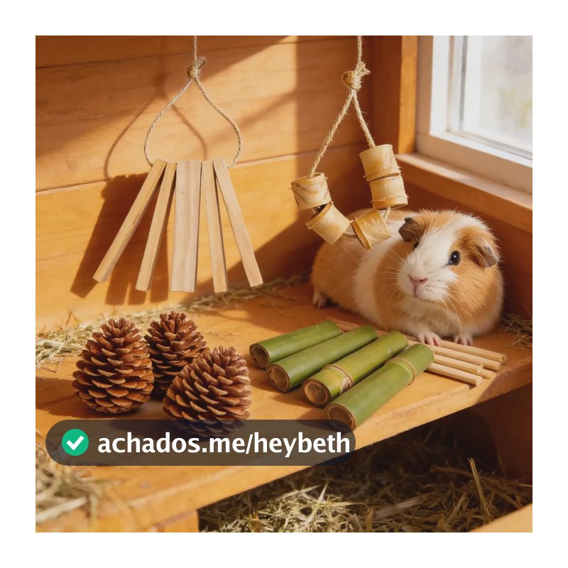Kit Roedores Brinquedo Para Roer Coelho Chinchila Hamster Bege