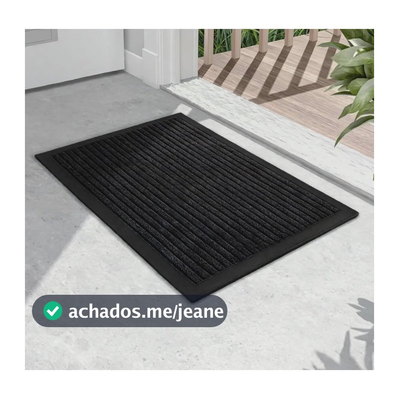 Capacho Tapete Antiderrapante Entrada Porta Casa Comércio 58 Cm 38 Cm Preto