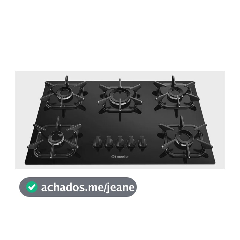 Cooktop Mueller 5 Bocas com Queimador Ultra Chama Preto
