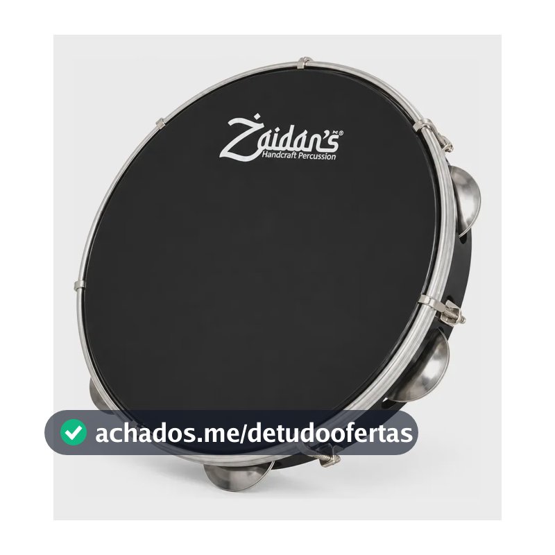 Pandeiro Profissional Abs Preto 10 Polegadas Pele Preta Marca Zaidan's Samba Pagode Percussão Instrumentos Musical