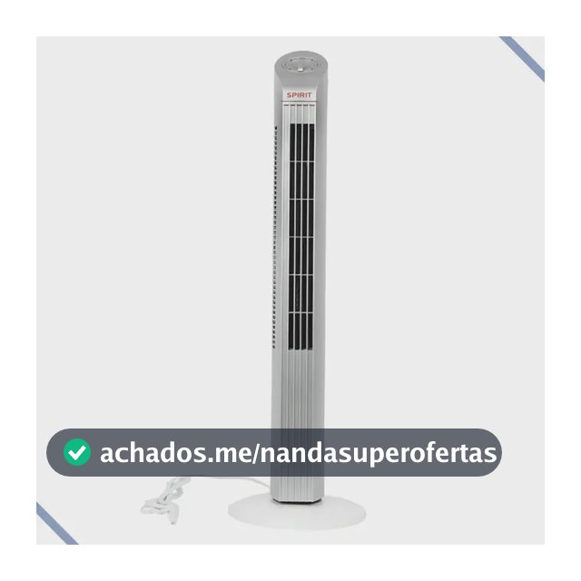 Ventilador de Torre Spirit Maxximos Elegant 35W Preto e Prata, Com 3 Velocidades