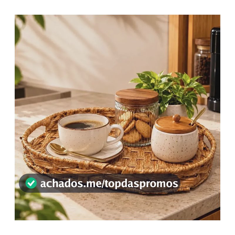 Bandeja Cesto Organizador Vime Fibra Sintética Trançada Efeito Rattan Retangular 35 X 25 Cm Cor Palha Para Servir Pães Frutas Café Da Manhã Mesa Posta Cozinha Bancada Decoração Multiuso