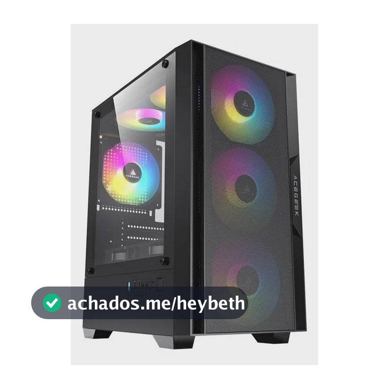 Gabinete Gamer Acegeek Stratus Mesh Preto Mid-Tower com Lateral de Vidro