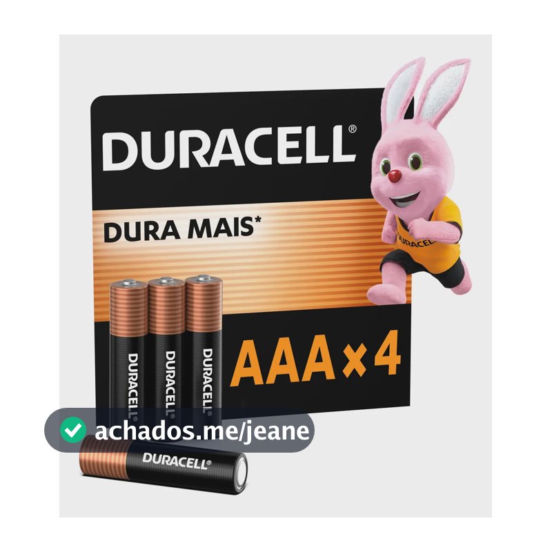 Pilha Alcalina Palito AAA Duracell com 4 unidades