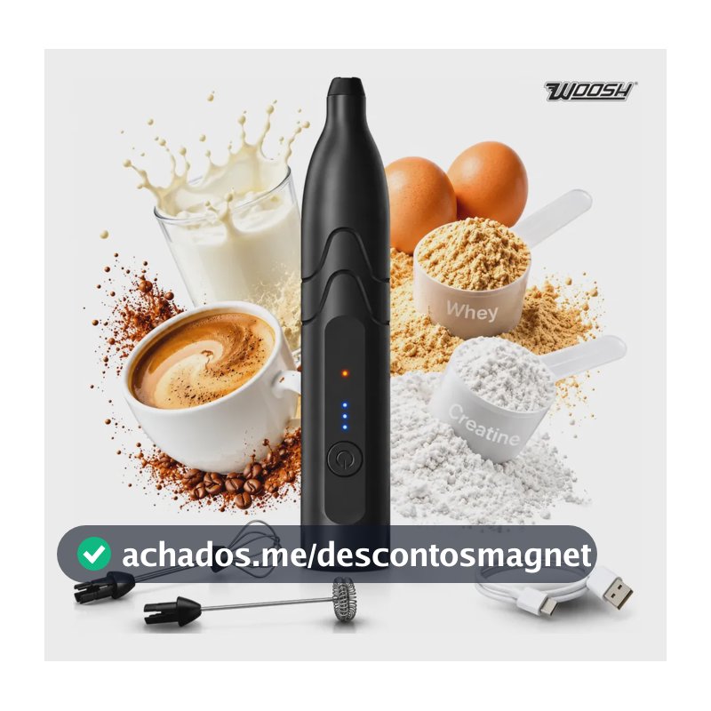Mixer Elétrico Portátil 2 em 1 Recarregável Potente Misturador de Bebidas e Ovos 3 Velocidades Usb Batedor e Fue Fouet Woosh