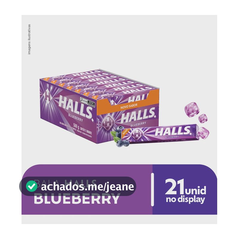 Bala Halls Blueberry - Display com 21 unidades de 588g