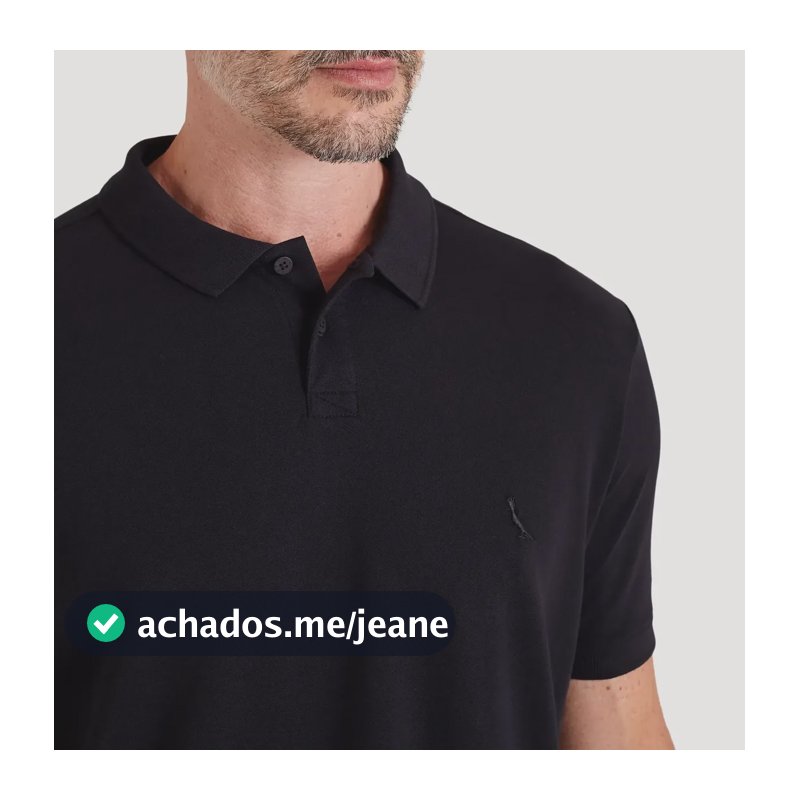 Camisa Polo Reserva Piquet Masculina Algodão Logo Bordado Preto Liso P