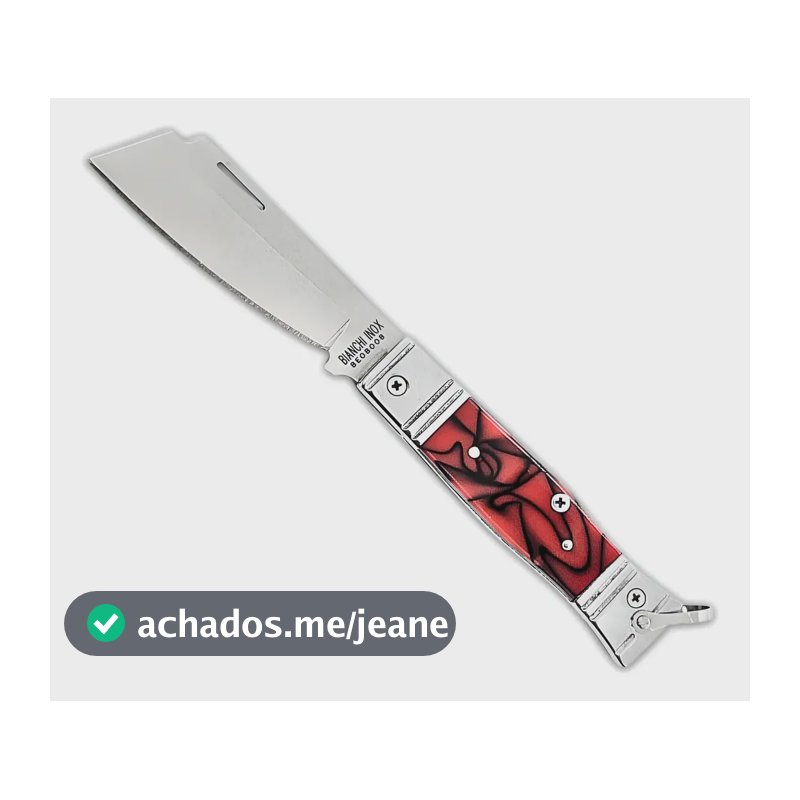 Canivete Inox Grande Tradicional Acrílico Bianchi Vermelho