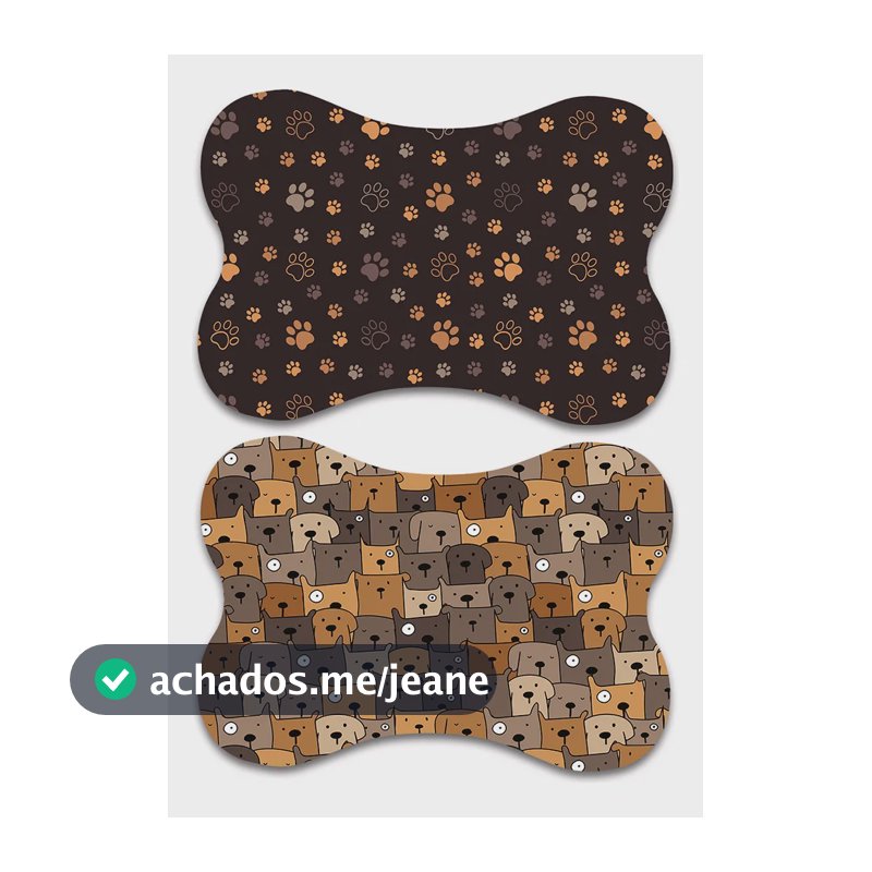 Kit 2 Tapete Pet Comedouro Cão E Gato Antiderrapante 46x31 Marrom-escuro Patinhas E Dogs Marrom