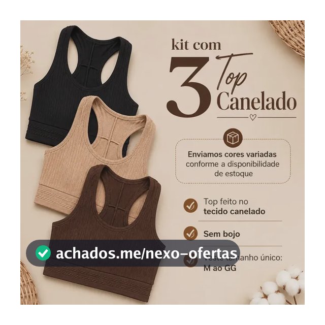 Kit  C/ 3 Top Canelado - Dia A Dia - Conforto - Academia Multicolorido Tamanho Único