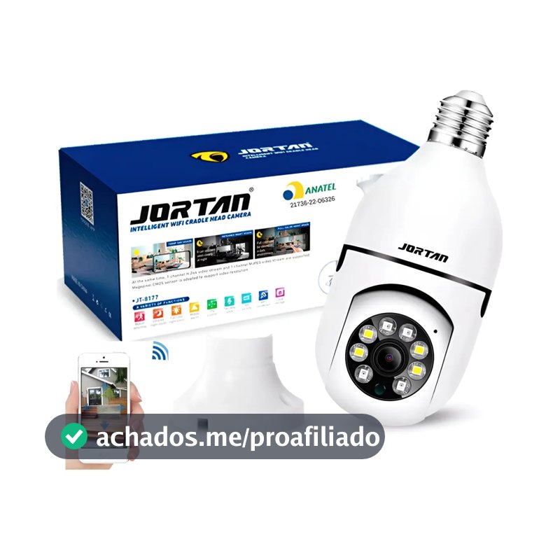 Câmera Lâmpada Segurança Inteligente Visão Noturna Hd Wifi Cor Branco