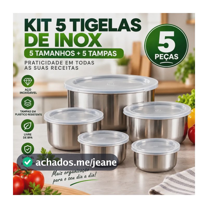 Conjunto De 5 Tigelas De Cozinha Tigela De Inox Bowl Vasilha Inox
