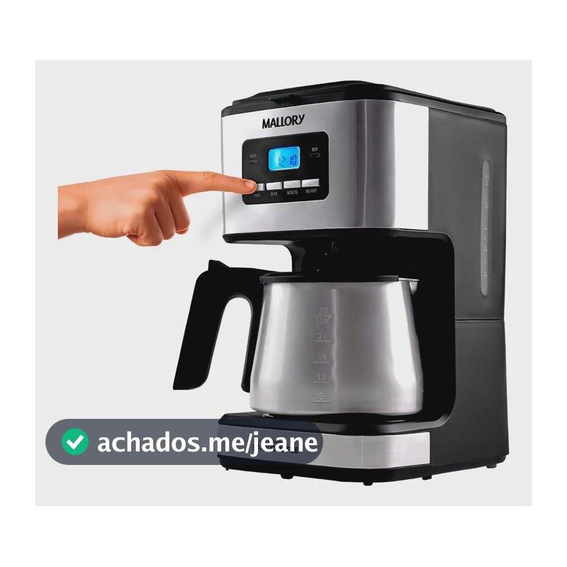 Cafeteira Elétrica Mallory Easy Coffee – Programável, Jarra Inox, 32 Xícaras, Filtro Reutilizável