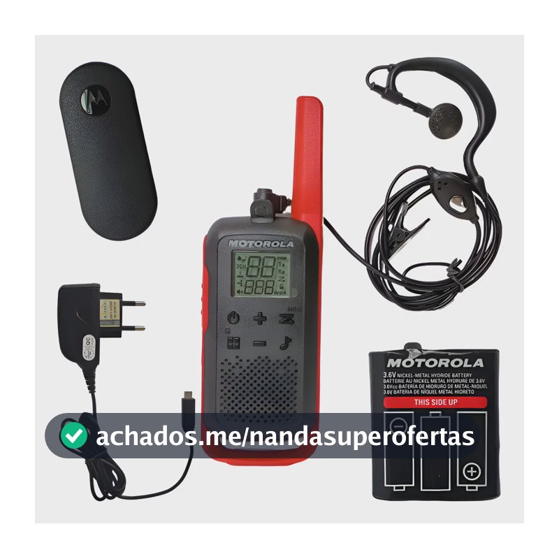 Radio Motorola T210br + Carregador V8 Reposição +fone P1 Preto Uhf