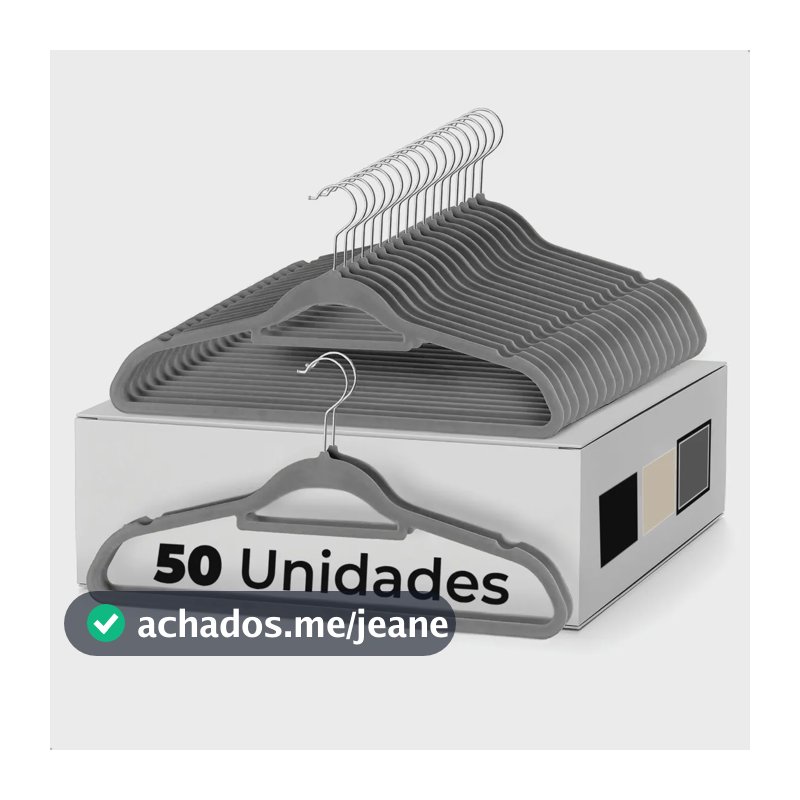 Vittak Kit 50 Cabides Adulto Veludo De Roupas Antideslizante Slim Cor Cinza