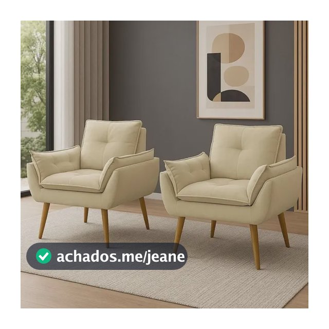 Kit 02 Poltronas Decorativas Opala Recepção Luxo Confortável