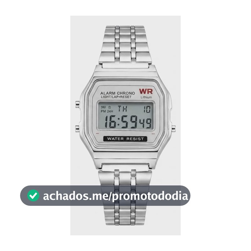 Relógio Digital Vintage Retrô Aço Inoxidável Unissex Prateado