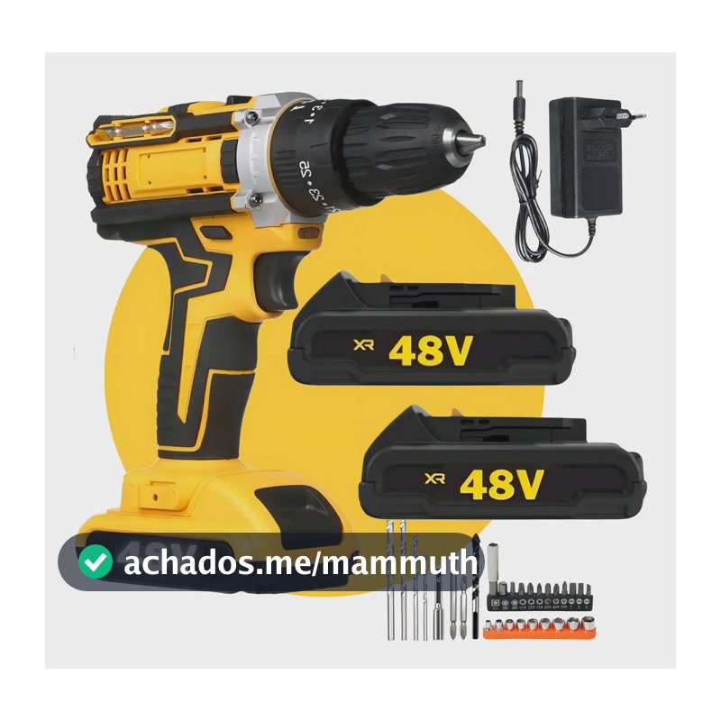 Parafusadeira Furadeira Eletrica Maleta 2 Bateria Cor Amarelo
