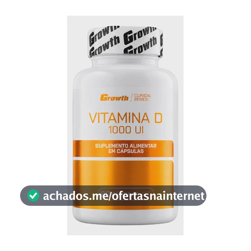 Vitamina D 1000ui 60 Caps Growth Supplements - Sem Sabor Sem Sabor