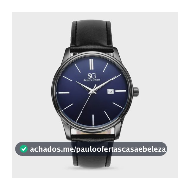 Relógio Masculino Couro Azul Caixa Prata Saint Germain 42mm Preto Azul-marinho