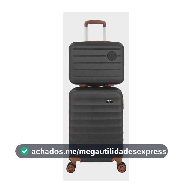 Kit Mala De Viagem Bordo Mão Pequena 10kg Abs Cadeado 360 Cor Preto
