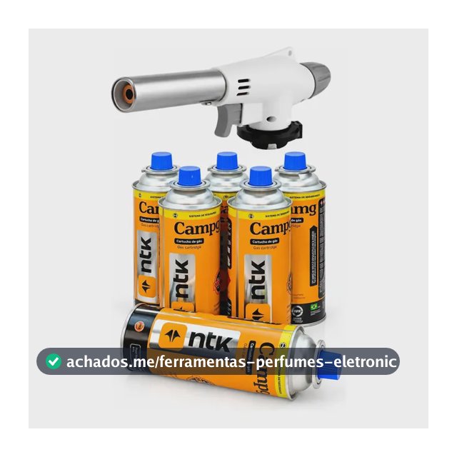Kit 6 Latas Refil 227g Camping  + 01 Maçarico Laranja