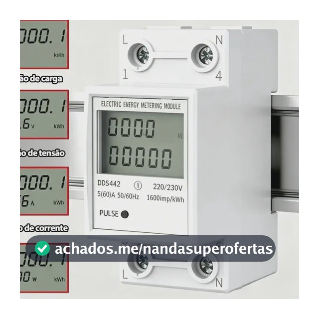 Medidor Consumo Elétrica Digital Monofásico Led Ac 220v 80a Tensão Corrente, Potência E Energia Suporte para Trilho DIN 35mm