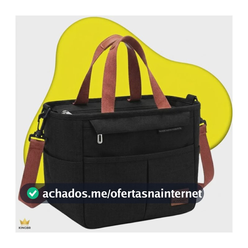 Bolsa Térmica Lancheira Marmita Kingbr Com Alça Transversal Bolsos Organizadores Espaçosa Conserva Temperatura Para Trabalho Academia Viagem Resistente Reforçada Prática Cor Preto