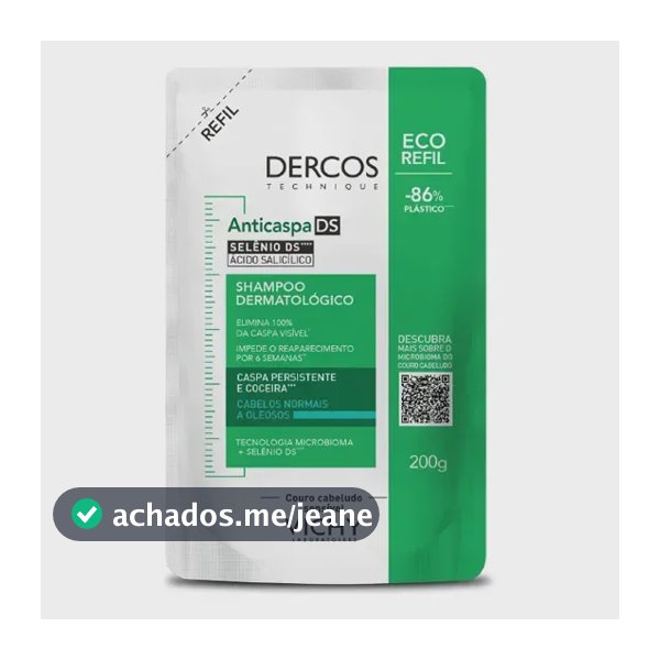 Shampoo Anticaspa Cabelos Normais a Oleosos, Dercos DS Vichy, 200g