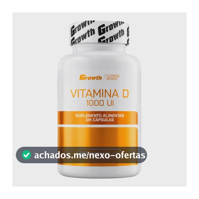 Vitamina D 1000ui 60 Caps Growth Supplements - Sem Sabor Sem Sabor