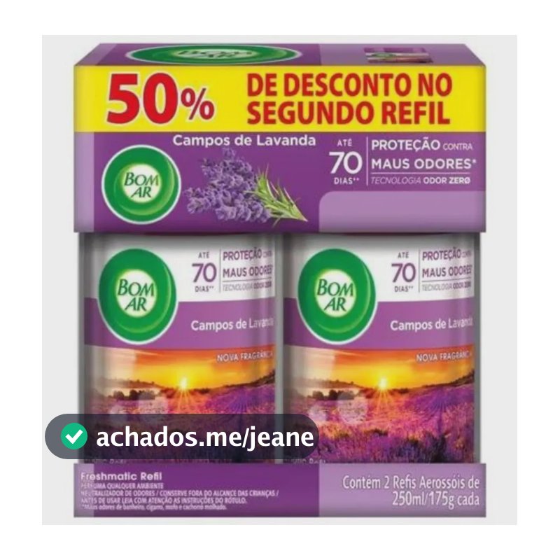 Bom Ar Aromatizante Refil 2 X Unidades Campos De Lavanda