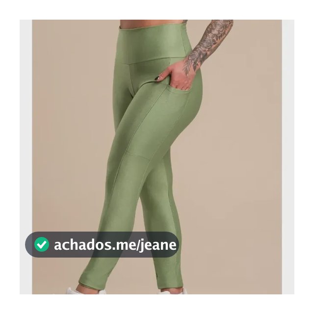 Legging Canelada Brilhosa Com Bolso Cintura Alta