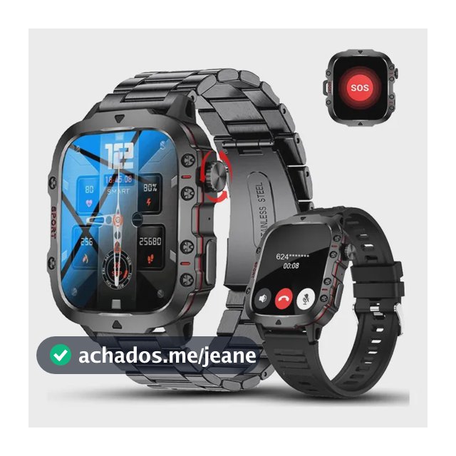 Relógio Inteligente Masculino Militar Smartwatch Esportes Smartwatch LAKEYLOYI QX11 Militar Masculino com Chamada Bluetooth e Tela de 1.96"