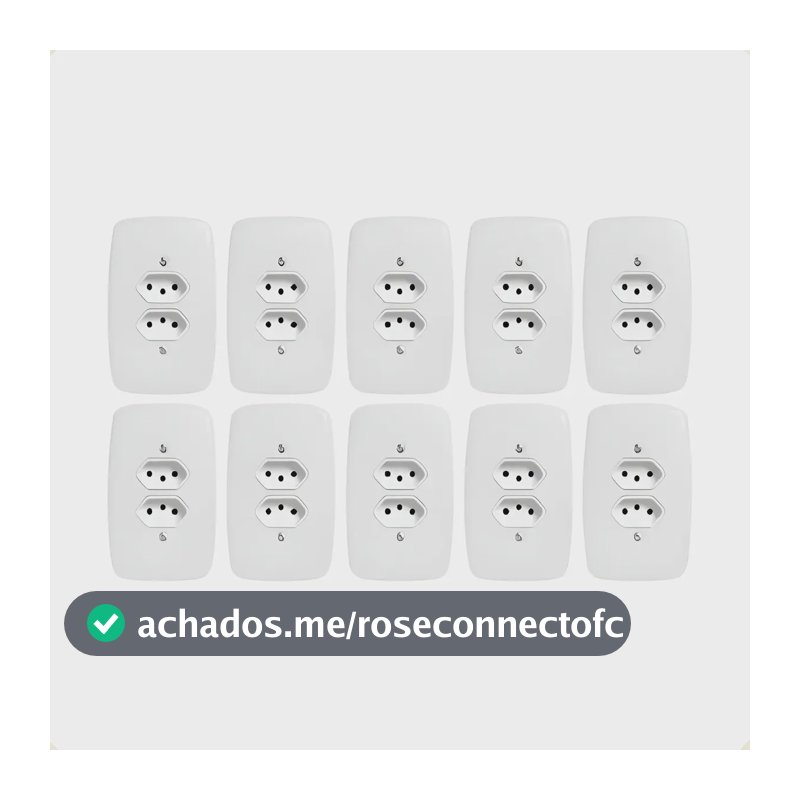 Kit 10 Tomada Dupla 10a Com Placa Branca 4x2 Pluzie 1° Linha Branco