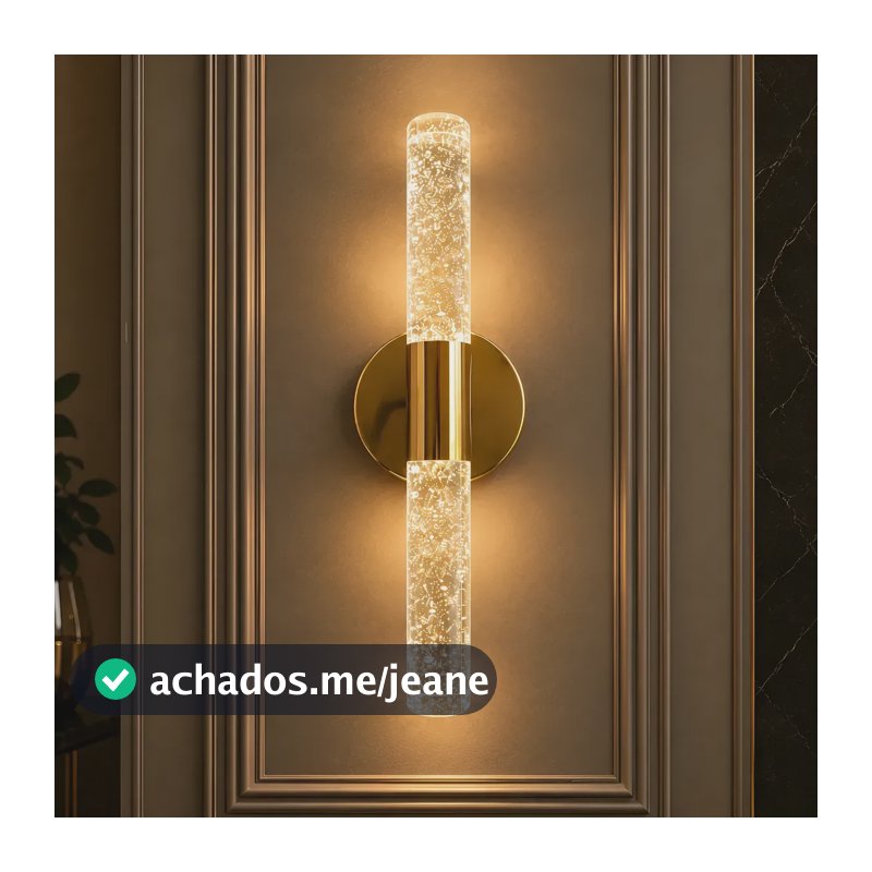 Luminaria De Arandela Cristais Cilindro Interna Para Salón 127/220v Dourado