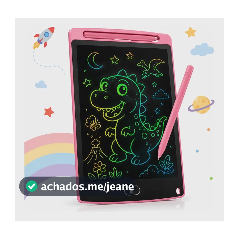 Lousa Mágica Infantil Lcd 12 Pol Grande Para Desenho Rosa