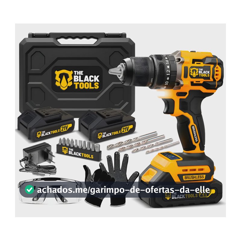 Parafusadeira Furadeira Profissional Brushless + Acessórios Amarelo E Preto 127/220v 60hz